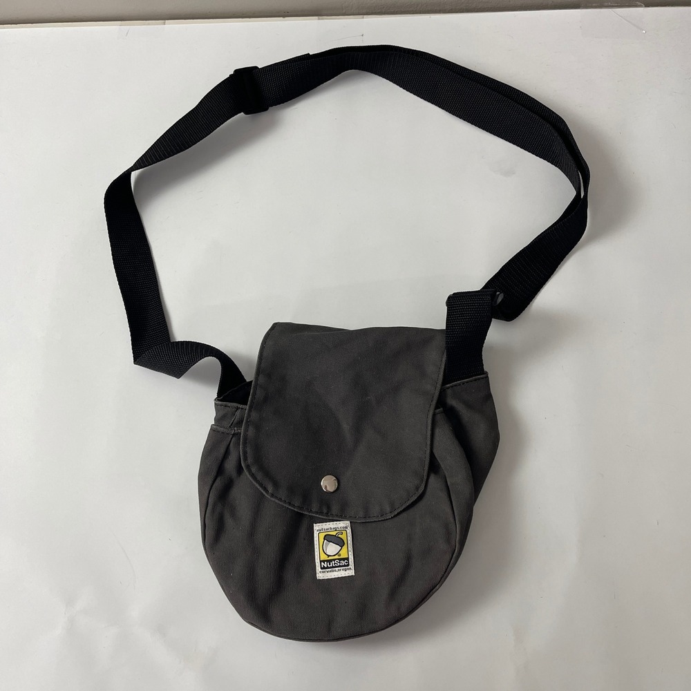 NutSac Disc Golf Satchel Canvas Crossbody Bag Gray Made in USA Small Messenger